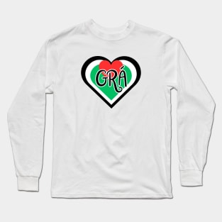 Grá = Love  - Irish Language Designs - Irish Palestinian Flag Long Sleeve T-Shirt